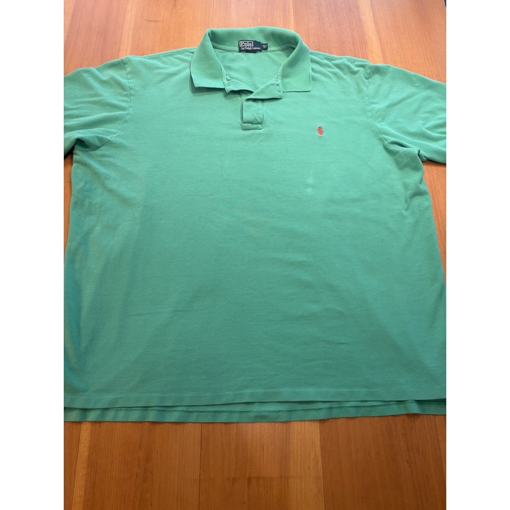 Polo Ralph Lauren 3XLT Tall Polo Shirt Green Red Pony Big & Tall Cotton